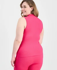 Full Circle Trends Trendy Plus Ribbed Mock Neck Top & Pants Set
