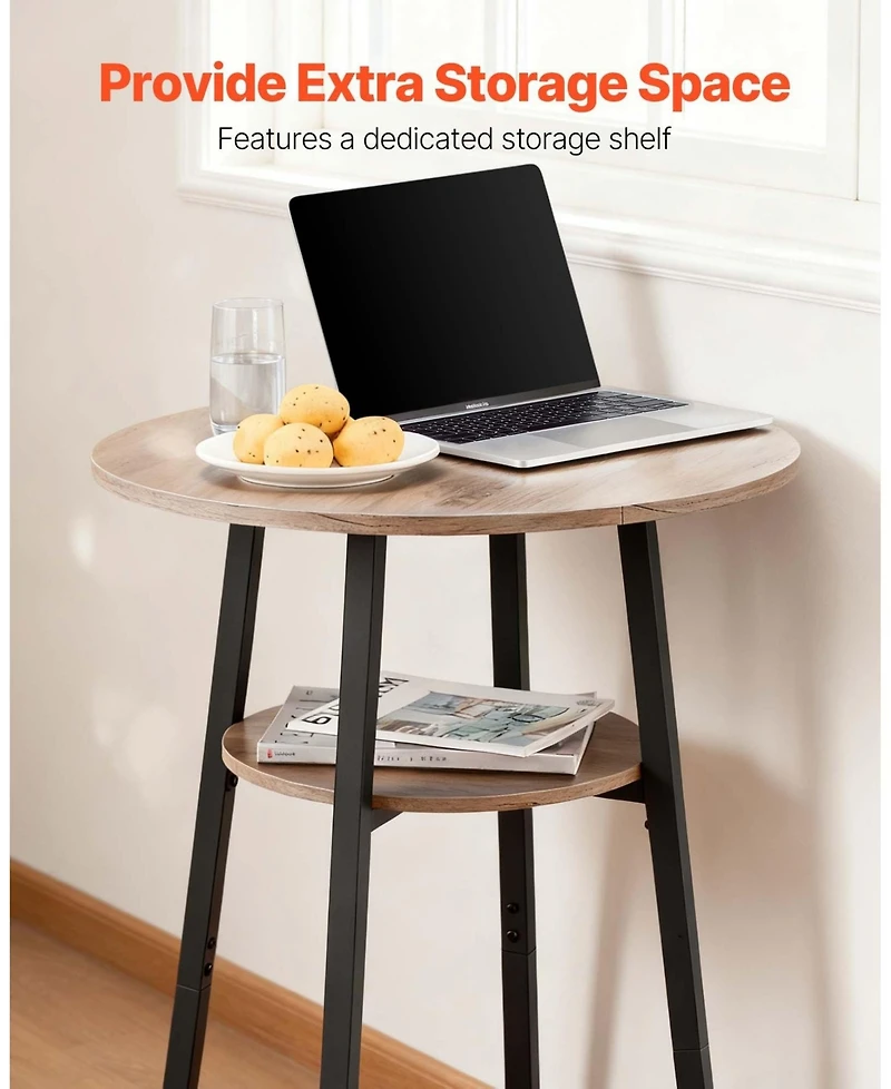 Gouun 3 Piece Bar Table Set with 2 Stools and Storage Shelf