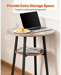 Gouun 3 Piece Bar Table Set with 2 Stools and Storage Shelf