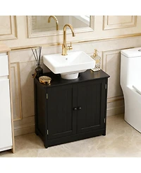 Sillysis 23.5 Inch Under Sink Bathroom Cabinet, Mdf Vanity with Adjustable Shelf for Pedestal Storage