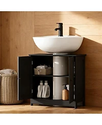 Sillysis 23.5 Inch Under Sink Bathroom Cabinet, Mdf Vanity with Adjustable Shelf for Pedestal Storage