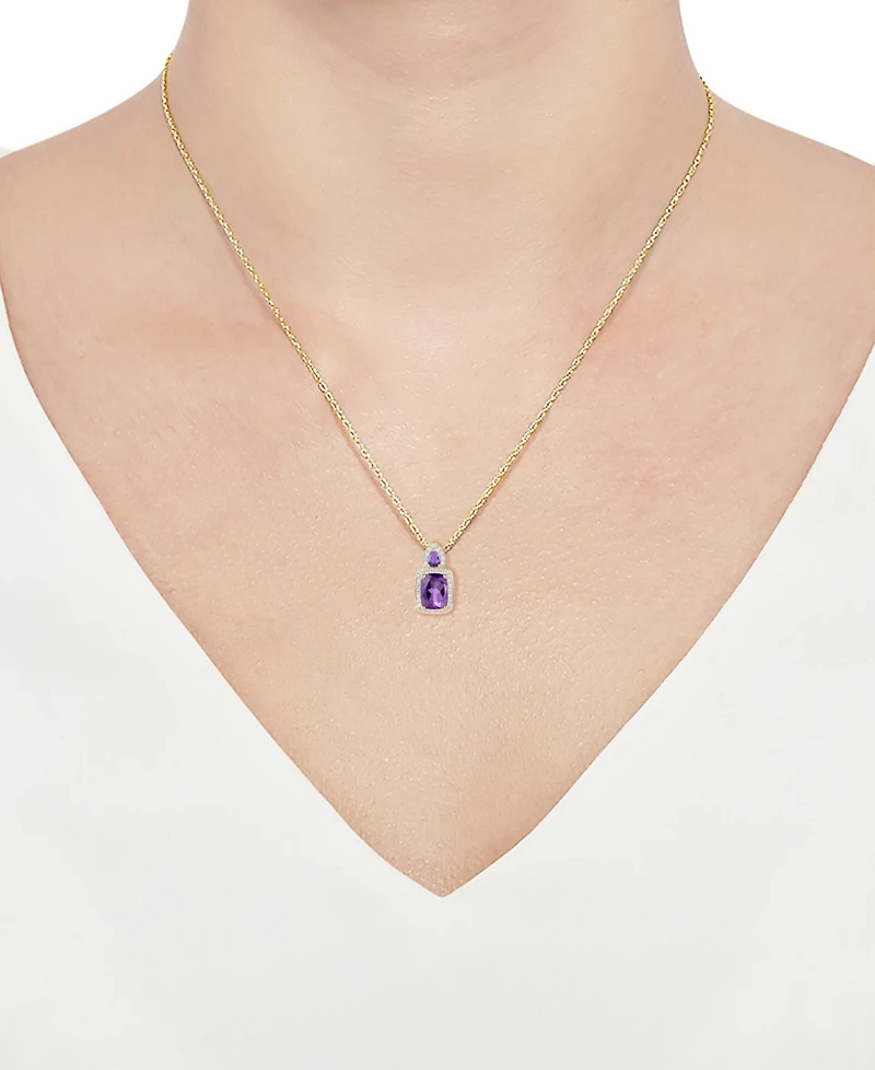 Macy's Amethyst (1-3/8 ct. t.w.) & Lab Grown White Sapphire (1/5 Pendant Necklace 14k Gold Over Sterling Silver (Also Available