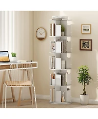Slickblue 5-Tier Rotating Bookshelf 360degree(s) Display Rack with Dividers and Anti-falling
