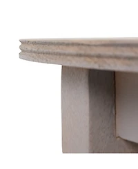 Storied Home 23" Wood Round End Table with 2-Woven Cane Shelves