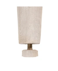 Storied Home Round 23" Wood End Table with 2-Woven Cane Shelves