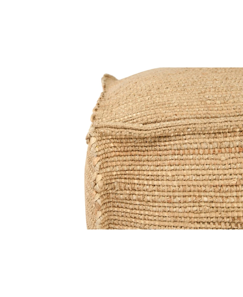 Storied Home Handwoven 24" Jute Pouf with Flanged Edges
