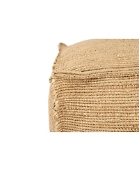 Storied Home Handwoven 24" Jute Pouf with Flanged Edges