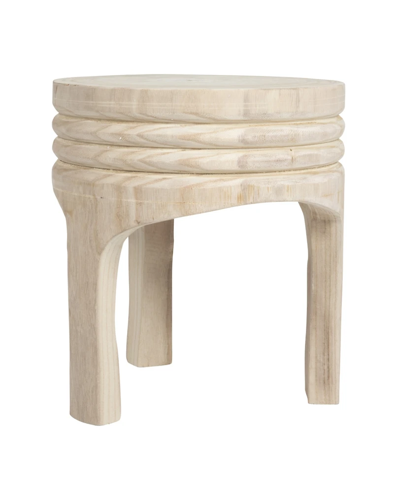 Storied Home 14" Paulownia Wood Carved Stool