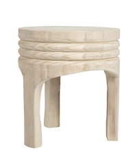 Storied Home 14" Paulownia Wood Carved Stool