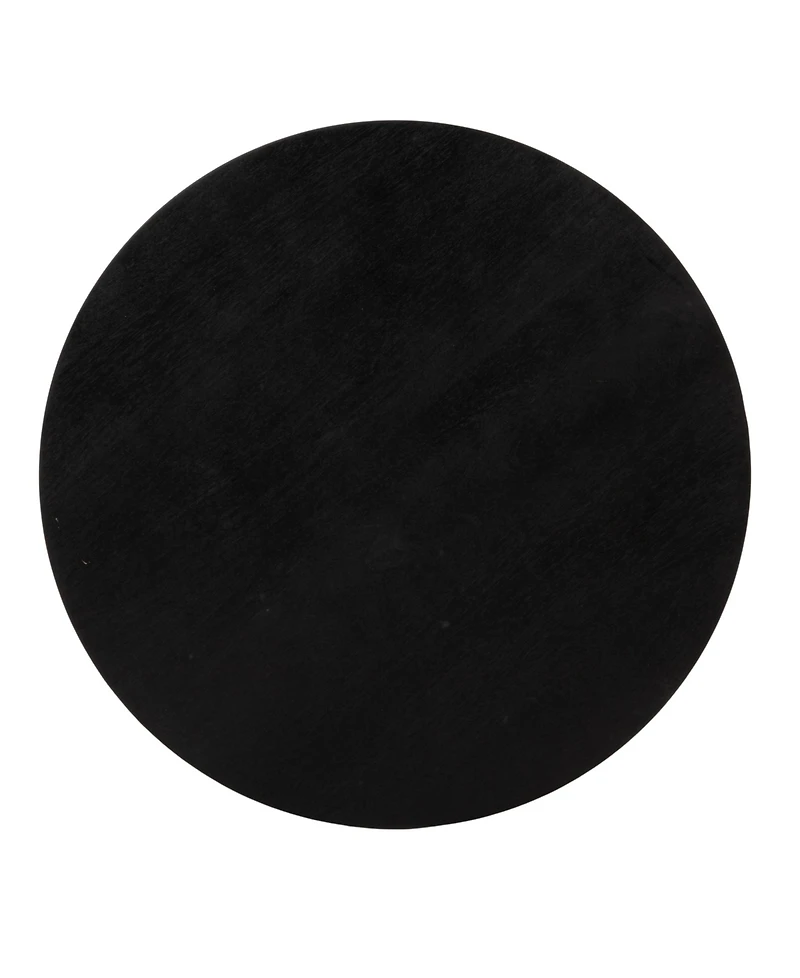 Storied Home 23" Wood Round Table with 2-Cane Shelves