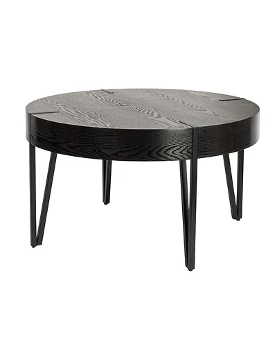 Storied Home Astoria 31" Wood Round Side Coffee Table with Metal Hairpin Legs