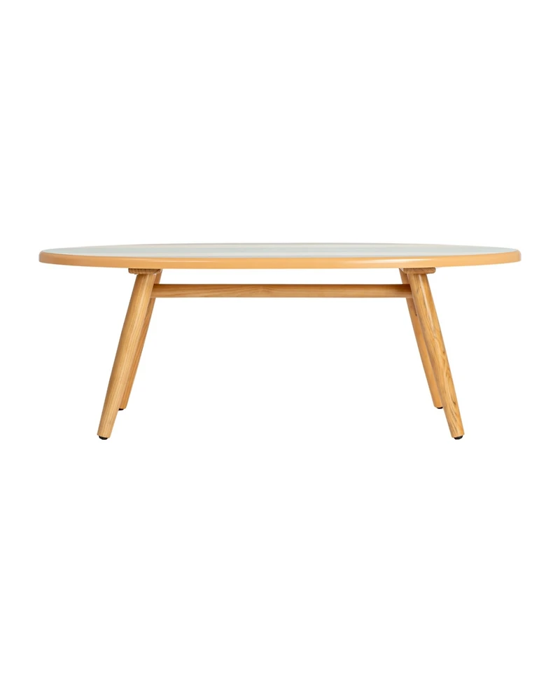 Storied Home 47" Wood Striped Surfboard Oval Coffee Table