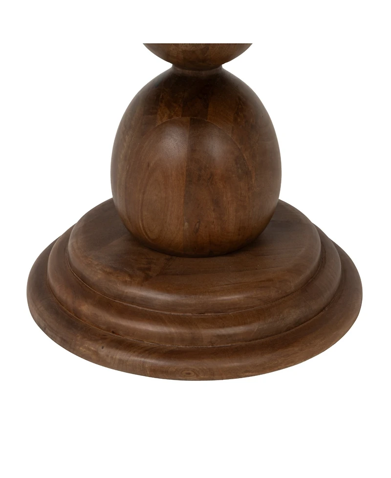 Storied Home 30" Mango Wood Round Bulbed Pedestal Coffee Table