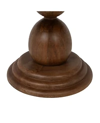 Storied Home 30" Mango Wood Round Bulbed Pedestal Coffee Table