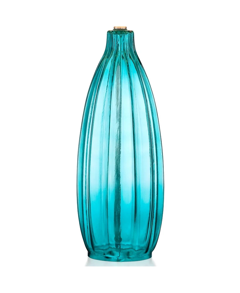 360 Lighting Coastal Table Lamps 30 Tall Set of 2 Fluted Blue Glass Drum Shade for Living Room Family Bedroom Bedside Nightstand