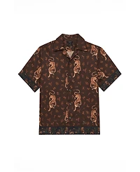 Reiss Men's Leopard-Print Cuban-Collar Shirt