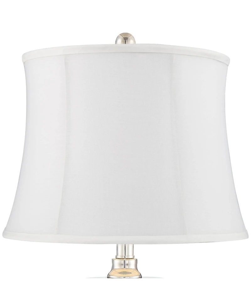 Regency Hill Luca Modern Table Lamps 25 1/2" High Set of 2 Clear Glass Chrome with Usb Charging Port Cream Drum Shade for Bedroom Living Room Desk