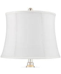 Regency Hill Luca Modern Table Lamps 25 1/2" High Set of 2 Clear Glass Chrome with Usb Charging Port Cream Drum Shade for Bedroom Living Room Desk