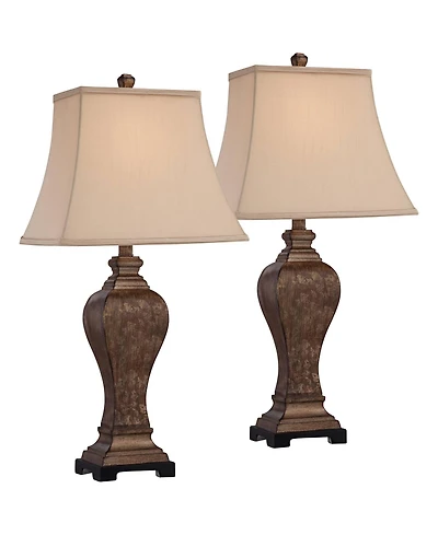 Regency Hill Edgar 29" Tall Urn Traditional Country Cottage End Table Lamps Set of 2 Bronze Finish Living Room Bedroom