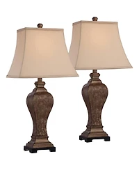 Regency Hill Edgar 29" Tall Urn Traditional Country Cottage End Table Lamps Set of 2 Bronze Finish Living Room Bedroom