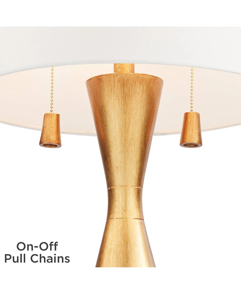 360 Lighting Sterling 27 3/4" Tall Modern Table Lamp Pull Chain Gold Finish Marble Single Shade Living Room Bedroom Bedside