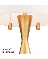 360 Lighting Sterling 27 3/4" Tall Modern Table Lamp Pull Chain Gold Finish Marble Single Shade Living Room Bedroom Bedside