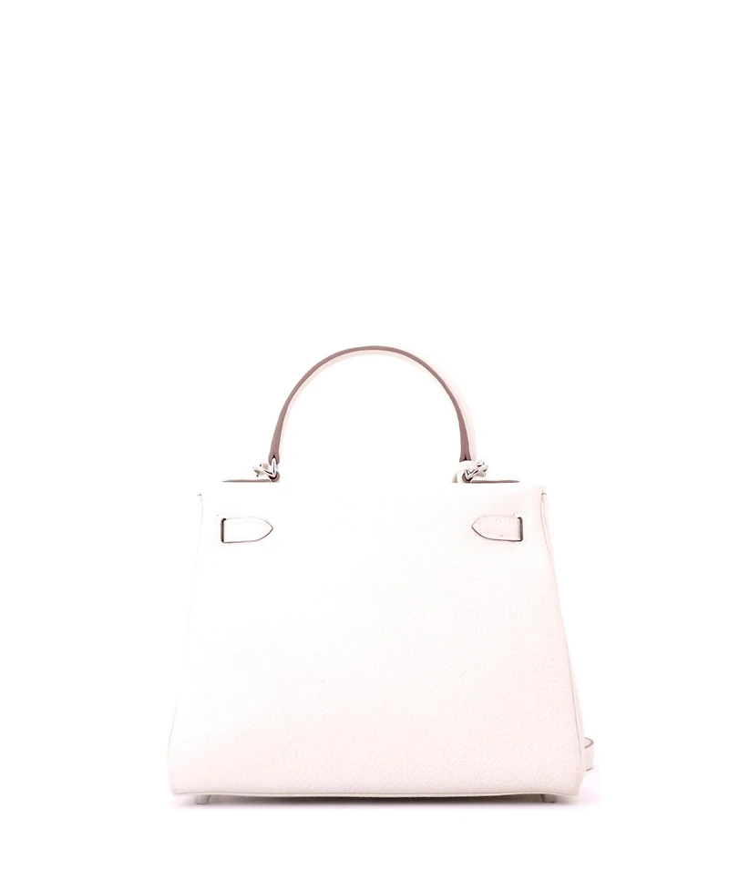 Pre-Owned HERMES Kelly Handbag Light Togo with Palladium Hardware