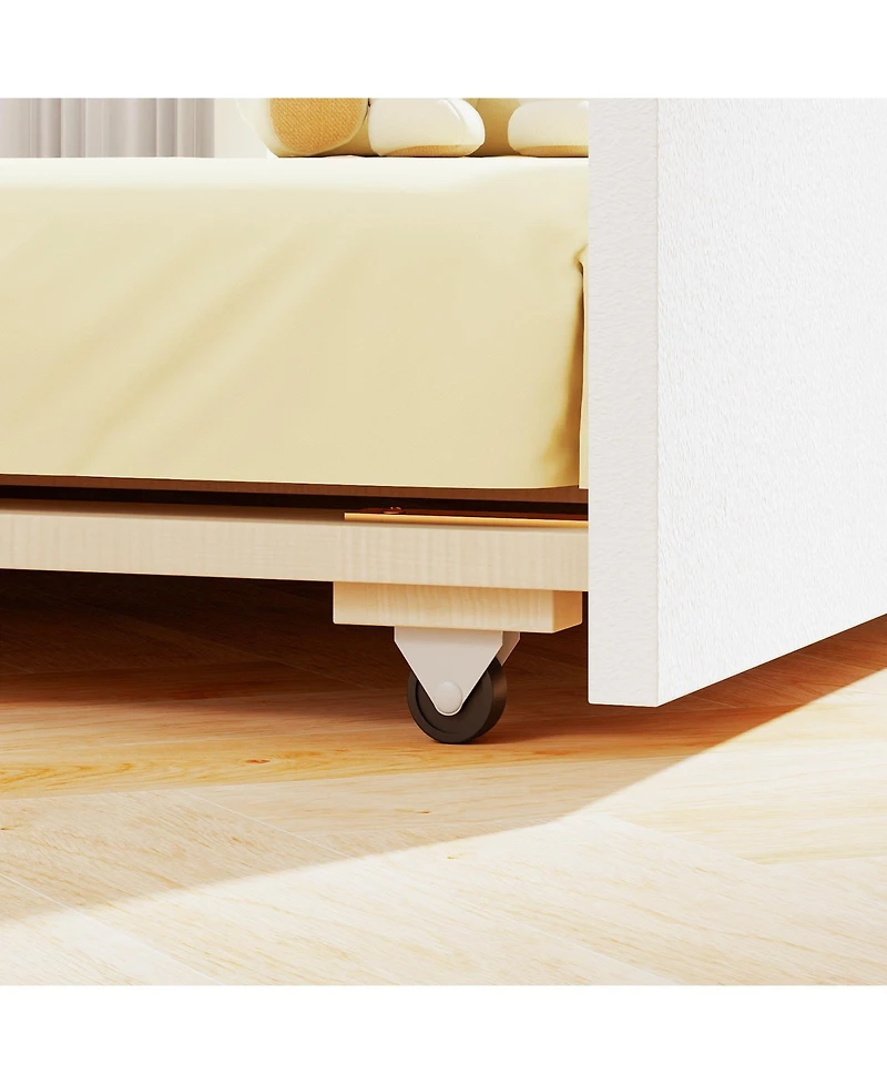 Gouun House Bed with Trundle Kids Platform Bed with Roof Window