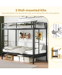 Gouun Over Futon Bunk Bed with 2 Ladders and Safety Guardrails