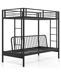 Gouun Over Futon Bunk Bed with 2 Ladders and Safety Guardrails