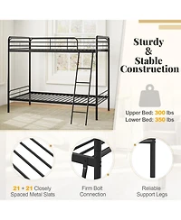 Gouun Metal Twin Bunk Bed with Ladder and Safety Guardrails