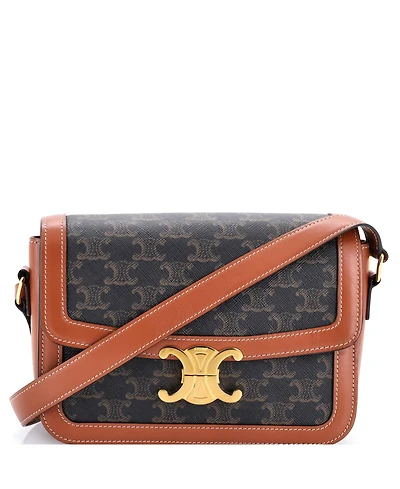 Pre-Owned Celine Medium Triomphe Shoulder Bag Triomphe Coated Canvas