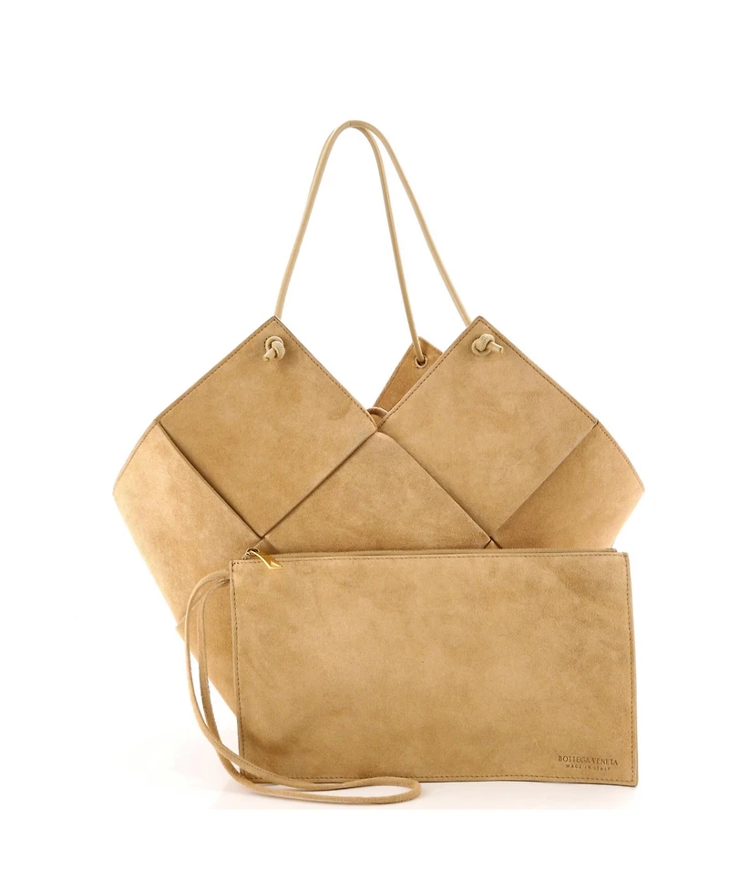 Pre-Owned Bottega Veneta Medium Flower Basket Tote Maxi Intrecciato Suede