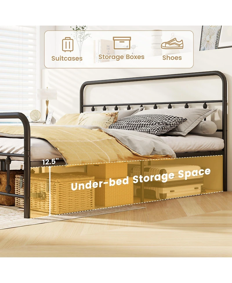 Gouun King Size Bed Frame with Headboard and Under Bed Storage