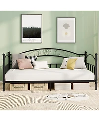 Gouun Twin Size Metal Daybed Frame with Headboard for Bedroom