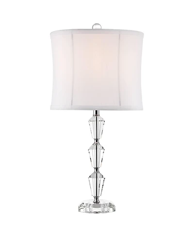 Vienna Full Spectrum Goddin Accent Table Lamp 23" High Faceted Crystal Column Geneva Drum Shade for Bedroom Living Room Bedside Nightstand Kids