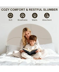 gaomon Bed Frame Round Boucle Headboard Upholstered Arch-Shaped Design No Box Spring Required Easy Assembly