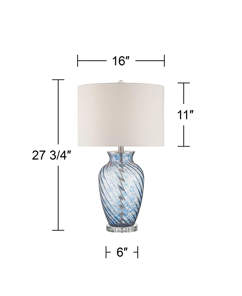 360 Lighting Electra 27 3/4" Tall Modern 3-Way Table Lamp Finish Art Glass Single Shade Living Room Bedroom Bedside House