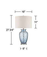 360 Lighting Electra 27 3/4" Tall Modern 3-Way Table Lamp Finish Art Glass Single Shade Living Room Bedroom Bedside House