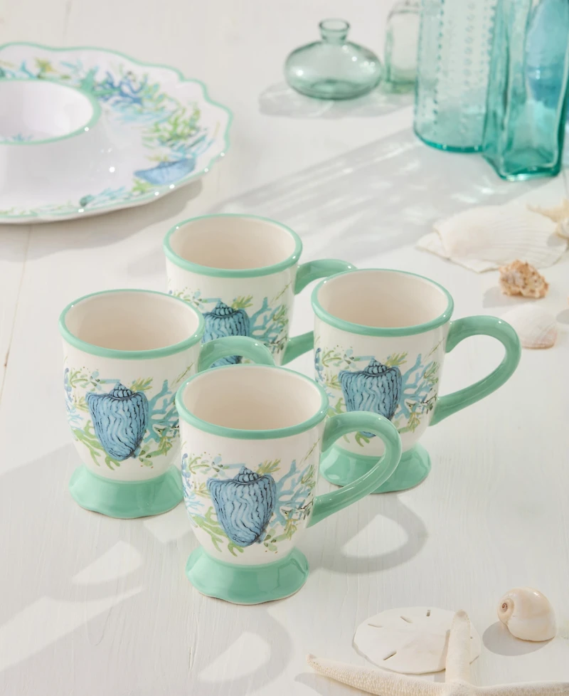 Certified International Sea Glass Ceramic Mugs, Set of 4