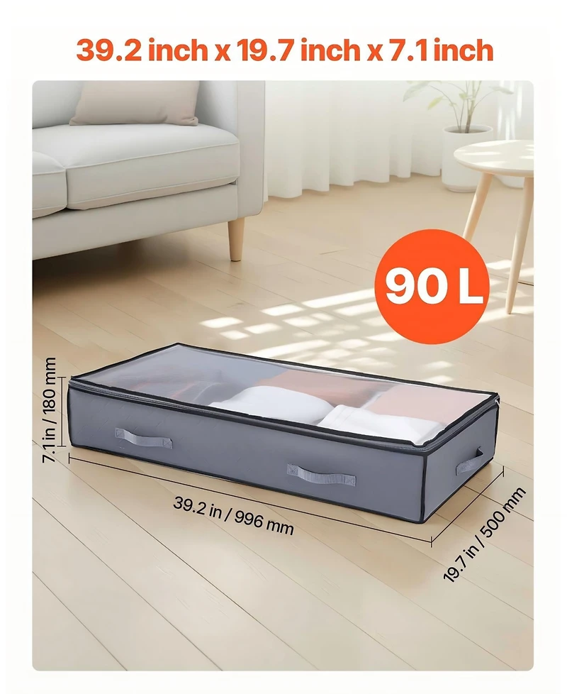 Gouun Under Bed Storage Containers with Clear Lids 6 Pack