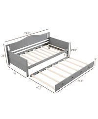 Gouun Pine Wood Twin Daybed with Trundle