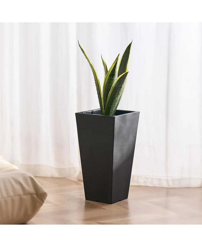 Gouun Set of 2 Tall Tapered Square Planters, 22 in Large Indoor Outdoor Plant Pots