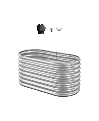 Gouun Oval Metal Raised Garden Bed, Galvanized Planter Box with Open Bottom