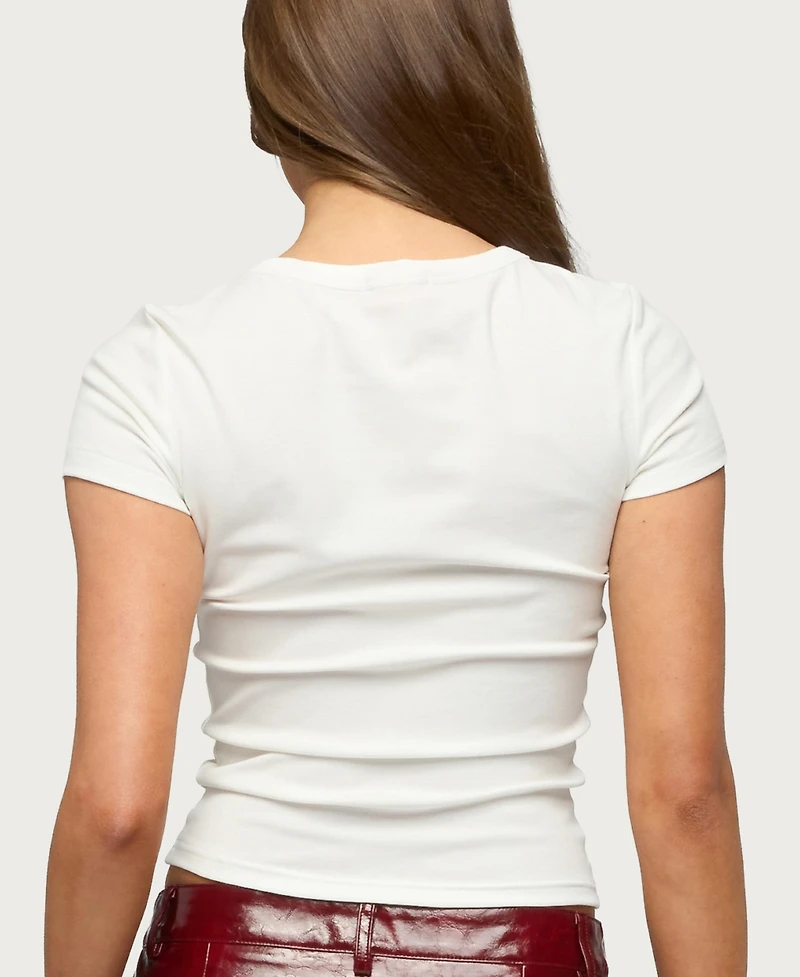 Edikted Women's My Sweet Strawberry Button T Shirt