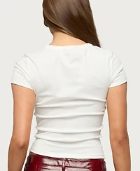 Edikted Women's My Sweet Strawberry Button T Shirt