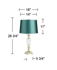 Vienna Full Spectrum " Tall Urn Traditional Glam End Table Lamp Clear Crystal Single Shade Living Room Bedroom Bedside