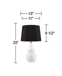 360 Lighting Jane Modern Table Lamps 25" High Set of 2 Ceramic with Faux Silk Drum Shade for Bedroom Living Room Home Bedside Nightstand Office