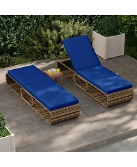 Gymax 2PCS Chaise Lounge Chair w/ Adjustable Backrest Cushion and Storage Outdoor