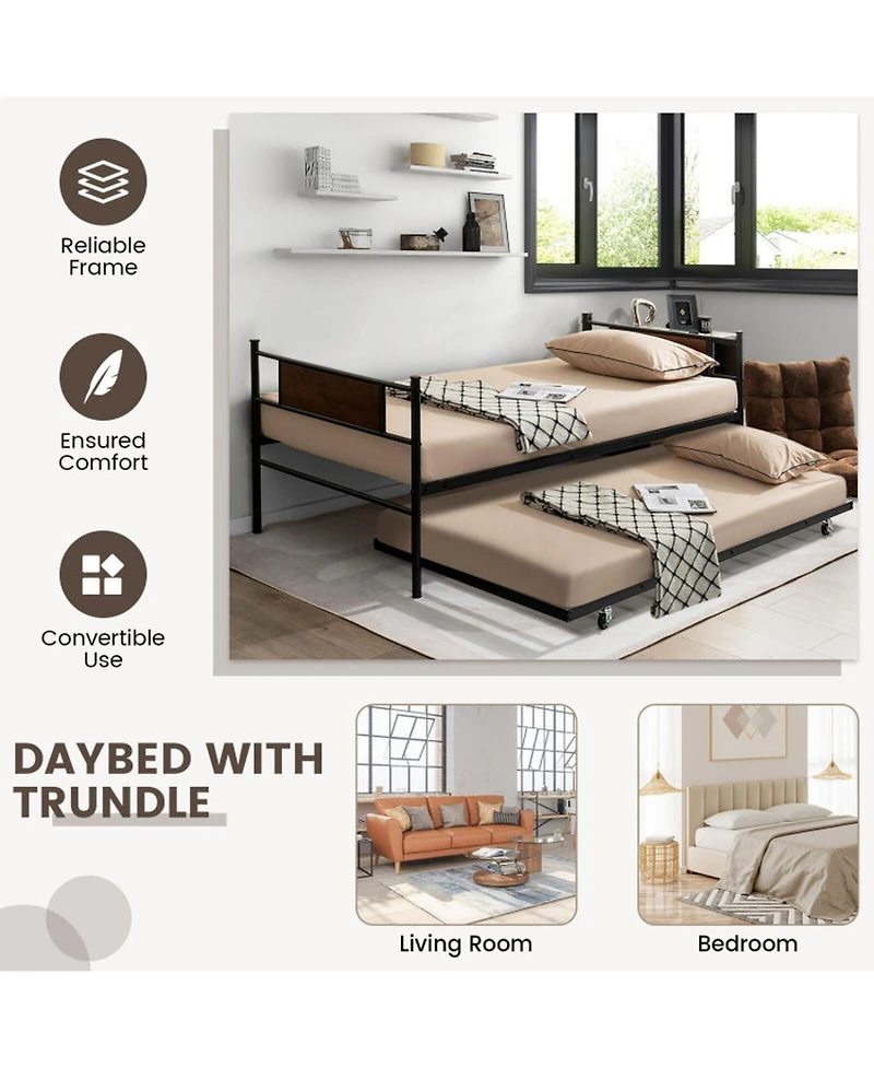 Gouun Metal Daybed with Trundle